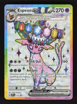 Espeon EX SVP 175 Pokemon Prismatic Evolutions Black Star Holo Full Art Card - Image 1