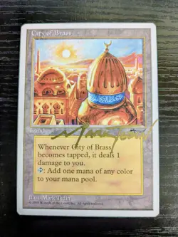MTG CHRONICLES City of Brass SIGNED IN GOLD BY MARK TEDIN - Image 1