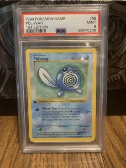 PSA MINT 9 Pokemon TCG Poliwag 059/102 Base Set (Shadowless) 1st Edition Regular - Image 1