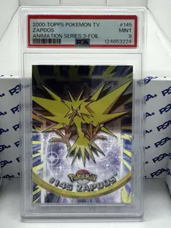 2000 Topps Pokemon TV Zapdos #145 Foil PSA 9 MINT - Image 1