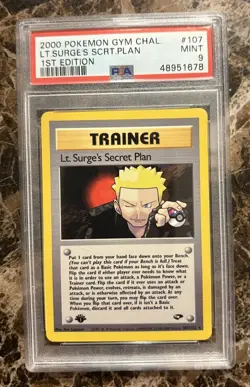 PSA 9 MINT Lt. Surge's Secret Plan 107/132 1st Edition RARE Pokemon Card - Image 1