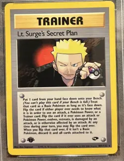 PSA 9 MINT Lt. Surge's Secret Plan 107/132 1st Edition RARE Pokemon Card - Image 3