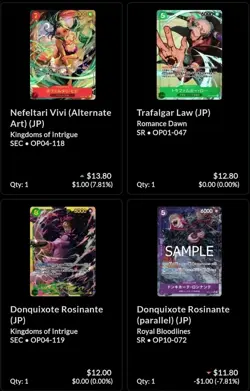 One Piece Binder Collection – Alt Arts, Alt Leaders, SEC, SR JAP 160 Card LOT - Image 4