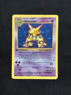 Pokemon Cards: Base Set 1st Edition Rare Holo: Alakazam 1/102 - Image 1