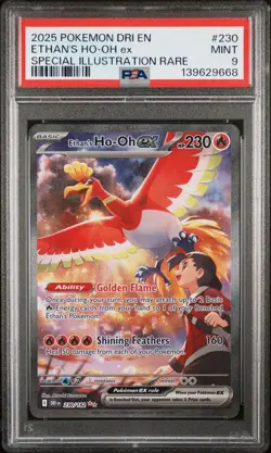 2025 POKEMON DESTINED RIVALS SPECIAL ILLUSTRATION RARE ETHAN'S HO-OH EX PSA 9 - Image 1