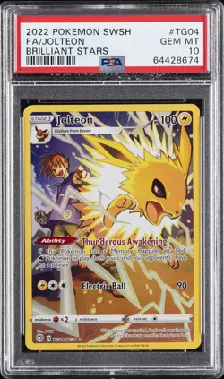 2022 POKEMON SWORD & SHIELD BRILLIANT STARS #TG04 FULL ART/JOLTEON PSA 10 - Image 1