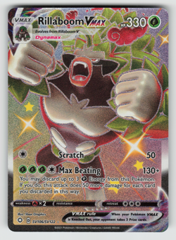 Rillaboom VMAX Pokemon Shining Fates SV106/SV122 Shiny Full Art Ultra Rare NM - Image 1