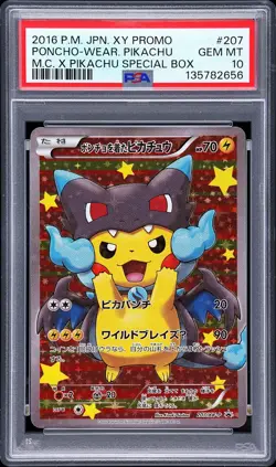 Pokemon Poncho-Wearing Pikachu M Charizard X JPN Full Art Promo 207/XY-P PSA 10 - Image 1