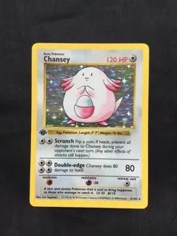 Pokemon Cards: Base Set 1st Edition Rare Holo: Chansey 3/102 - Image 1