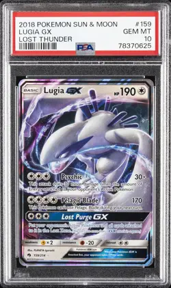 2018 POKEMON SUN & MOON LOST THUNDER #159 LUGIA GX PSA 10 - Image 1