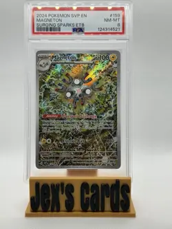 2024 POKEMON SVP EN-SV BLACK STAR PROMO #159 MAGNETON SURGING SPARKS ETB PSA 8 - Image 1