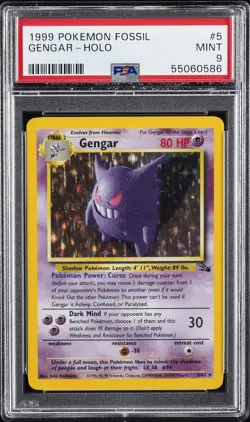 1999 POKEMON FOSSIL #5 GENGAR-HOLO PSA 9 - Image 1