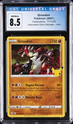 2021 POKEMON CELEBRATIONS INADVERTENT EARLY RELEASE HOLO GROUDON CGC 8.5 - Image 1