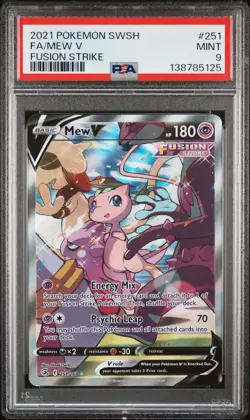2021 POKEMON SWORD & SHIELD FUSION STRIKE #251 FULL ART/MEW V PSA 9 - Image 1