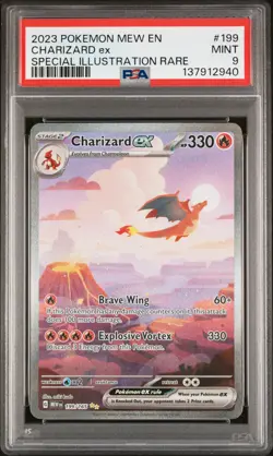 2023 POKEMON MEW EN-151 SPECIAL ILLUSTRATION RARE #199 CHARIZARD EX PSA 9 - Image 1