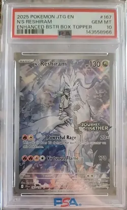 2025 POKEMON JTG EN-JOURNEY TOGETHER #167 N'S RESHIRAM PSA 10 - Image 1