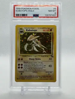 1999 POKEMON FOSSIL #9 KABUTOPS-HOLO PSA 8 - Image 2