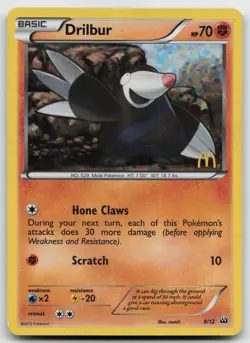 Pokemon tcg McDonald's Promos 2012 #008/012 Drilbur MP - crease at top - Image 1