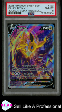 FA/JOLTEON V JOLTEON VMAX PREM.COLL. POKEMON SWSH BLCK STAR PROMO 2021 183 PSA 8 - Image 1