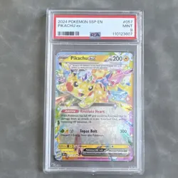 Pokemon TCG Pikachu ex 057/191 Sv08 Surging Sparks Holo PSA 9 - Image 1