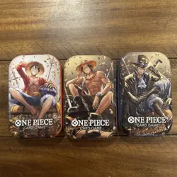 One Piece TCG Vol. 2 TS-02, OP13 Set of 3 Opened/Empty Tins (no packs or promos) - Image 1