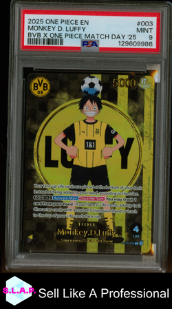 MONKEY D. LUFFY BVB X ONE PIECE MATCH DAY '25 ONE PIECE PROMOS 2025 003 PSA 9 - Image 1