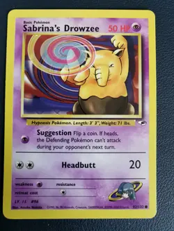 Pokemon Card Sabrina's Drowzee 92/132 Gym Heroes Common WOTC - Image 1