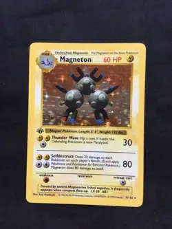 Pokemon Cards: Base Set 1st Edition Rare Holo: Magneton 9/102 - Image 1