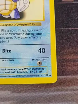 WARTORTLE 42/102 - 1st Edition SHADOWLESS - Base Set - WOTC POKEMON CARD - Image 4