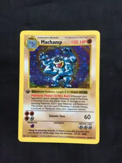 Pokemon Cards: Base Set 1st Edition Rare Holo: Machamp 8/102 - Image 1