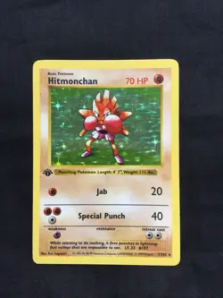 Pokemon Cards: Base Set 1st Edition Rare Holo: Hitmonchan 7/102 - Image 1