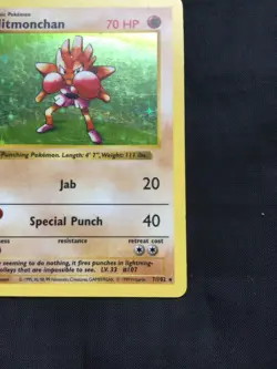 Pokemon Cards: Base Set 1st Edition Rare Holo: Hitmonchan 7/102 - Image 5