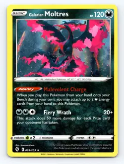 Prize Pack Series Cards #093/203 Galarian Moltres Reverse Holo Rare - Image 1