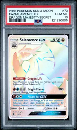 Pokemon Sun & Moon Dragon Majesty #73/70 Salamence GX Full Art Secret PSA 10 - Image 1