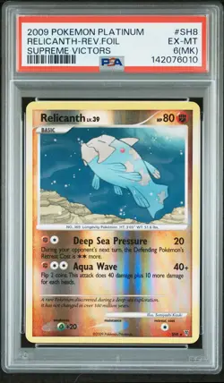 2009 POKEMON PLATINUM SUPREME VICTORS #SH8 RELICANTH-REVERSE FOIL PSA 6 MK - Image 1