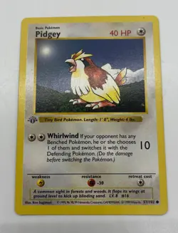 Pokemon TCG Pidgey Base Set 57/102 Regular 1st Edition Common - Image 1