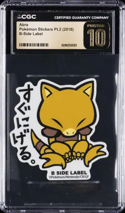 2018 POKEMON STICKERS PT. 2 B-SIDE LABEL ABRA CGC 10 PERFECT - Image 1