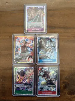 One Piece Carrying on His Will OP-13 And PRB-02 5 Card Lot Holo SR and SEC - Image 1