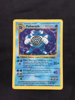 Pokemon Cards: Base Set 1st Edition Rare Holo: Poliwrath 13/102 - Image 1