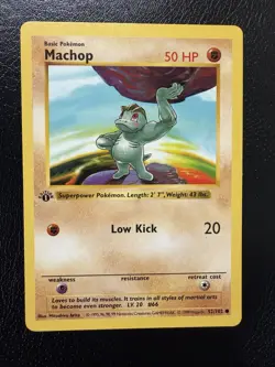 Machop 1st Edition Shadowless 1999 Pokemon Card Base Set 52/102 LP - Image 1