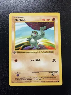 Machop 1st Edition Shadowless 1999 Pokemon Card Base Set 52/102 LP - Image 2