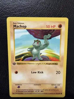 Machop 1st Edition Shadowless 1999 Pokemon Card Base Set 52/102 LP - Image 3