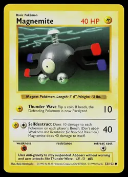 Pokemon Card - Magnemite Base Set (Shadowless) 53/102 Common - Image 1