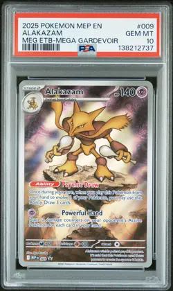 2025 POKEMON MEP EN-ME BLACK STAR PROMO #009 ALAKAZAM PSA 10 - Image 1
