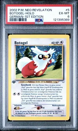 2002 Pokemon GERMAN 1st Edition Neo Revelation Botogel-Delibird Holo 5/64 PSA 6 - Image 1