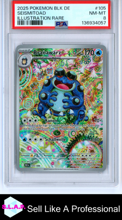 SEISMITOAD ILLUSTRATION RARE POKEMON GERMAN BLK DE-BLACK BOLT 2025 105 PSA 8 - Image 1