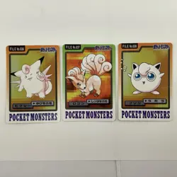 Clefable Vulpix Jigglypuff Pokemon Carddass 1997 Bandai Pocket Monsters set - Image 3