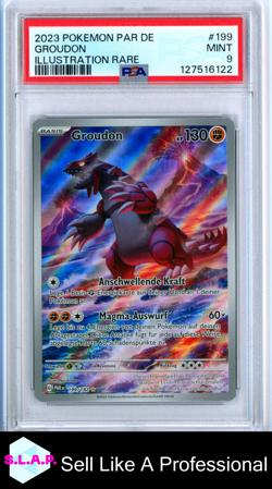 GROUDON ILLUSTRATION RARE POKEMON GERMAN PAR DE-PARADOX RIFT 2023 199 PSA 9 - Image 1