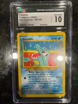 Totodile 85/105 Neo Destiny -CGC GEM MINT 10 Pokemon TCG 2002 Vintage - Image 1