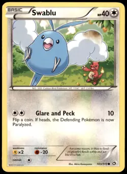 Pokemon - Swablu #103/113 - Legendary Treasures Common - Image 1